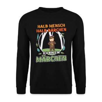 Süßer Teddybär - Halb Mensch Halb Bärchen - Unisex Pullover - Schwarz - Vorne - Alina (178cm) & Michal (187cm)