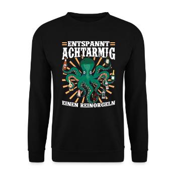 Entspannt achtarmig einen reinorgeln - Unisex Pullover - Schwarz - Vorne - Alina (178cm) & Michal (187cm)