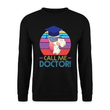 Appelez-moi Docteur Doctorat Étude Lama Alpaga Docteur - Sweat-shirt Unisexe - noir - Devant - Alina (178cm) & Michal (187cm)
