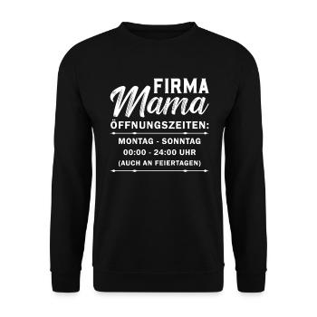 Firma Mama Muttertag Beste Mama - Unisex Pullover - Schwarz - Vorne - Alina (178cm) & Michal (187cm)