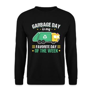 Garbage Day is my favorite day garbage truck - Unisex Pullover - Schwarz - Vorne - Alina (178cm) & Michal (187cm)