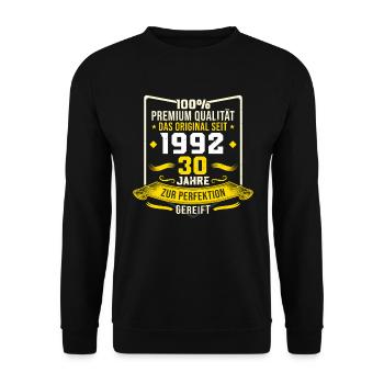 30th birthday Man Woman 30 years Year of birth 1992 - Unisex Sweatshirt - black - Front - Alina (178cm) & Michal (187cm)