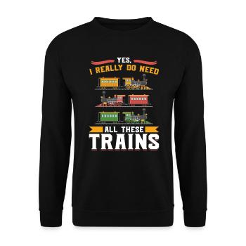 I need all trains model railway railway - Unisex Sweatshirt - black - Front - Alina (178cm) & Michal (187cm)