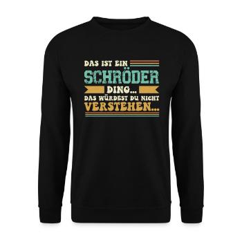 Familienname Schröder - für Familie Schröder - Unisex Pullover - Schwarz - Vorne - Alina (178cm) & Michal (187cm)