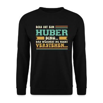 Familienname Huber - für Familie Huber - Unisex Pullover - Schwarz - Vorne - Alina (178cm) & Michal (187cm)