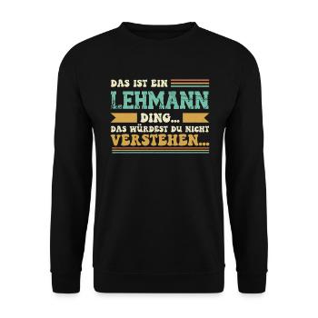 Familienname Lehmann - für Familie Lehmann - Unisex Pullover - Schwarz - Vorne - Alina (178cm) & Michal (187cm)