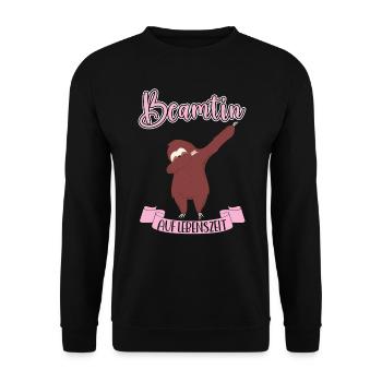 Beamtin auf Lebenszeit Geschenkidee Verbeamtung - Unisex Pullover - Schwarz - Vorne - Alina (178cm) & Michal (187cm)