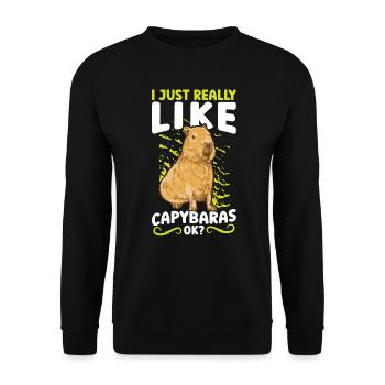 I Just Really Like Capybaras, OK? - Unisex Sweatshirt - black - Front - Alina (178cm) & Michal (187cm)