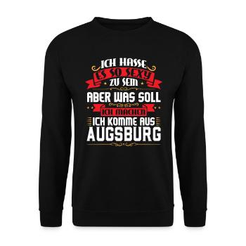 Ich komme aus Augsburg - Unisex Pullover - Schwarz - Vorne - Alina (178cm) & Michal (187cm)