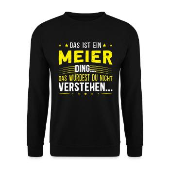 Familienname Meier - für Familie Meier - Unisex Pullover - Schwarz - Vorne - Alina (178cm) & Michal (187cm)