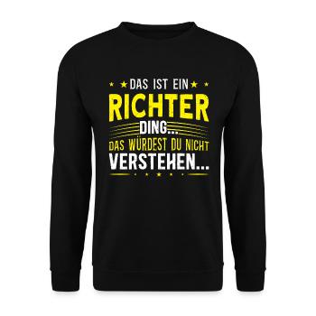 Familienname Richter - für Familie Richter - Unisex Pullover - Schwarz - Vorne - Alina (178cm) & Michal (187cm)