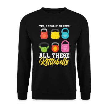 Ja, Ich Brauche Wirklich Alle Diese Kettlebells - Unisex Pullover - Schwarz - Vorne - Alina (178cm) & Michal (187cm)