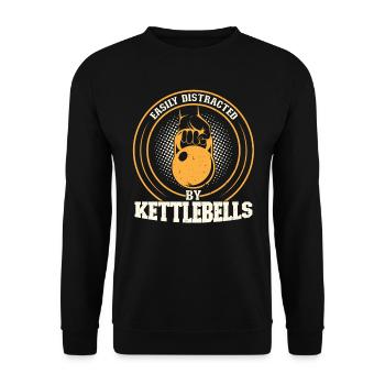 Easily Distracted By Kettlebells - Unisex Sweatshirt - black - Front - Alina (178cm) & Michal (187cm)