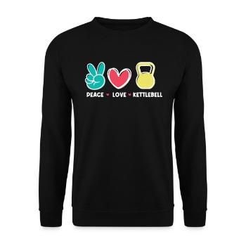Peace Love Kettlebell - Unisex Sweatshirt - black - Front - Alina (178cm) & Michal (187cm)