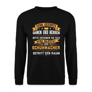 Seine Majestät der Schuhmacher - Unisex Pullover - Schwarz - Vorne - Alina (178cm) & Michal (187cm)