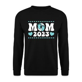 Mère Maman Est. 2023 Maman à Être - Sweat-shirt Unisexe - noir - Devant - Alina (178cm) & Michal (187cm)