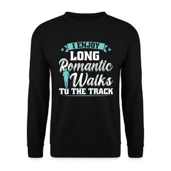 J’aime les longues promenades romantiques à la course - Sweat-shirt Unisexe - noir - Devant - Alina (178cm) & Michal (187cm)