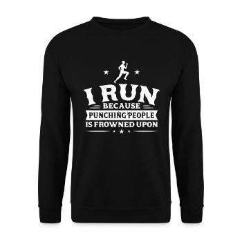 Ich Laufe, Weil Es Verpönt Ist, Leute Zu Schlagen - Unisex Pullover - Schwarz - Vorne - Alina (178cm) & Michal (187cm)