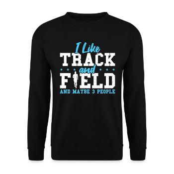 J’aime l’athlétisme et peut-être 3 personnes - Sweat-shirt Unisexe - noir - Devant - Alina (178cm) & Michal (187cm)