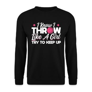 Je sais que je lance comme une fille - Sweat-shirt Unisexe - noir - Devant - Alina (178cm) & Michal (187cm)