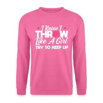 Je sais que je lance comme une fille - Sweat-shirt Unisexe - rose - Devant