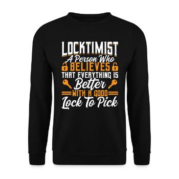 Locktimist Lock Picking | Lock Picker - Unisex Pullover - Schwarz - Vorne - Alina (178cm) & Michal (187cm)
