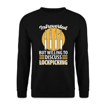 Introvertiert, Aber Bereit, Über Lockpicking - Unisex Pullover - Schwarz - Vorne - Alina (178cm) & Michal (187cm)