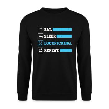 Manger Sleep Lock Picking Répéter | Sélecteur de serrure - Sweat-shirt Unisexe - noir - Devant - Alina (178cm) & Michal (187cm)