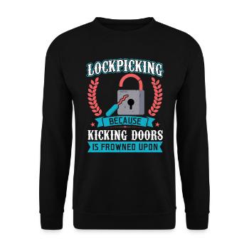 Lockpicking - Weil Türen Treten Verpönt Ist - Unisex Pullover - Schwarz - Vorne - Alina (178cm) & Michal (187cm)