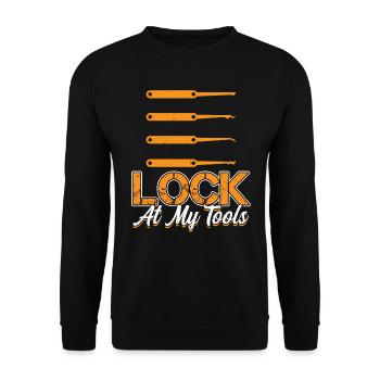 Lock At My Tools | Lock Picking Pun | Lock Picker - Unisex Sweatshirt - black - Front - Alina (178cm) & Michal (187cm)