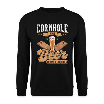 Blind hole and beer are always a good idea - Unisex Sweatshirt - black - Front - Alina (178cm) & Michal (187cm)