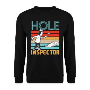 Hole Inspector - Cornhole Sackloch - Unisex Pullover - Schwarz - Vorne - Alina (178cm) & Michal (187cm)