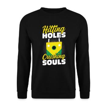Löcher Schlagen Und Seelen Zerquetschen - Cornhole - Unisex Pullover - Schwarz - Vorne - Alina (178cm) & Michal (187cm)