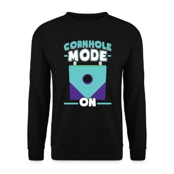 Cornhole-modus Ein - Sackloch Spieler - Unisex Pullover - Schwarz - Vorne - Alina (178cm) & Michal (187cm)