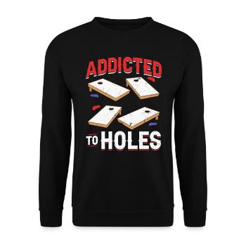 Addicted to Holes - Cornhole Blind hole - Unisex Sweatshirt - black - Front - Alina (178cm) & Michal (187cm)