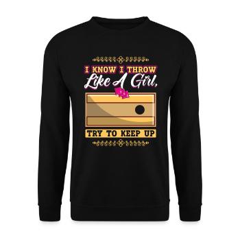 Je sais que je lance comme une fille - trou aveugle - Sweat-shirt Unisexe - noir - Devant - Alina (178cm) & Michal (187cm)