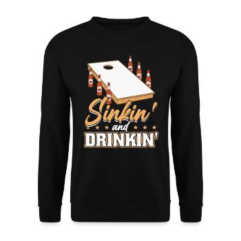 Sinkin And Drinkin - Trou aveugle cornhole - Sweat-shirt Unisexe - noir - Devant - Alina (178cm) & Michal (187cm)