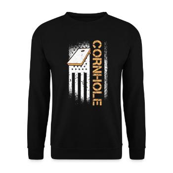 Drapeau des États-Unis Merica Cornhole Patriotic Vintage - Sweat-shirt Unisexe - noir - Devant - Alina (178cm) & Michal (187cm)