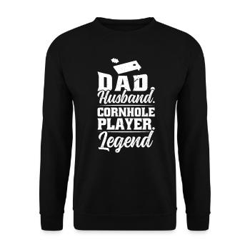 Vater Ehemann Cornhole Spieler Legende - Unisex Pullover - Schwarz - Vorne - Alina (178cm) & Michal (187cm)