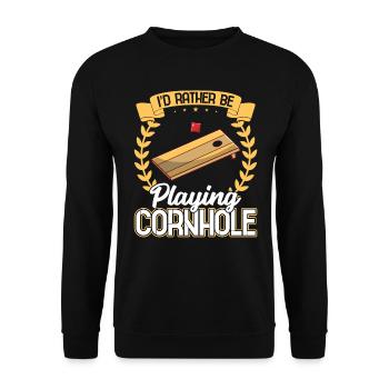 Ich Würde Lieber Cornhole Spielen Sackloch - Unisex Pullover - Schwarz - Vorne - Alina (178cm) & Michal (187cm)