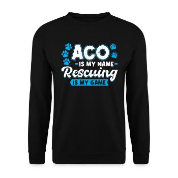 ACO Is My Name Rescuing Is My Game - Sweat-shirt Unisexe - noir - Devant - Alina (178cm) & Michal (187cm)