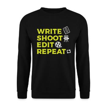 Write Shoot Edit Repeat - Filmemacher - Unisex Pullover - Schwarz - Vorne - Alina (178cm) & Michal (187cm)