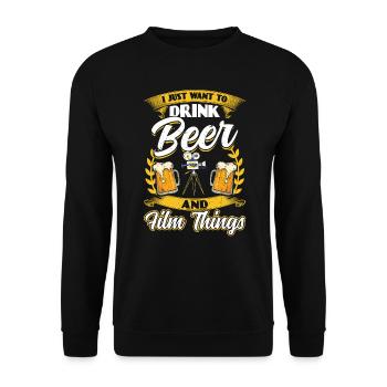 Je veux juste boire de la bière et filmer des choses - Sweat-shirt Unisexe - noir - Devant - Alina (178cm) & Michal (187cm)