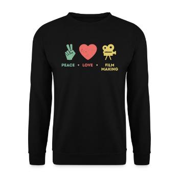 Peace Love Filmmaking - Filmmaker - Unisex Sweatshirt - black - Front - Alina (178cm) & Michal (187cm)