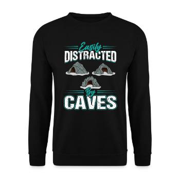 Easily distracted through caves - Caver - Spelunker - Unisex Sweatshirt - black - Front - Alina (178cm) & Michal (187cm)