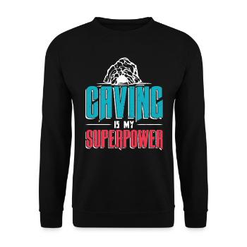 Caving is my superpower - Unisex Sweatshirt - black - Front - Alina (178cm) & Michal (187cm)
