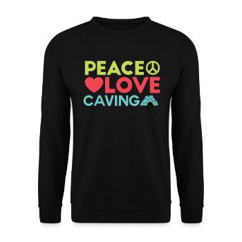 Peace Love Caving - Speleology Speleologist - Unisex Sweatshirt - black - Front - Alina (178cm) & Michal (187cm)