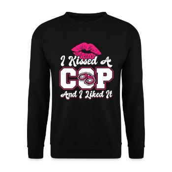 I Kissed A Cop - Girlfriend of a Police Officer - Unisex Sweatshirt - black - Front - Alina (178cm) & Michal (187cm)