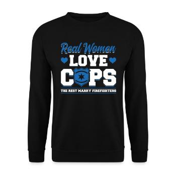Real Women Love Policemen - Unisex Sweatshirt - black - Front - Alina (178cm) & Michal (187cm)