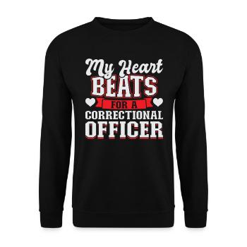 My Heart Beats For A Correctional Officer - Unisex Sweatshirt - black - Front - Alina (178cm) & Michal (187cm)